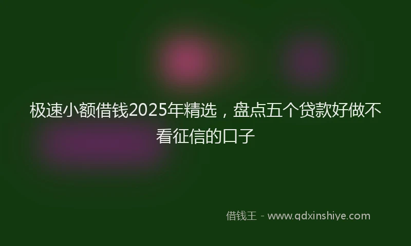 极速小额借钱2025年精选，盘点五个贷款好做不看征信的口子