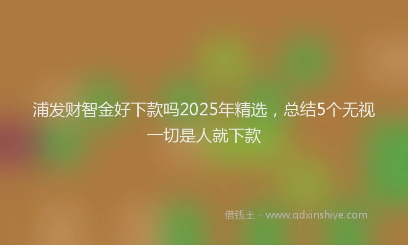 浦发财智金好下款吗2025年精选，总结5个无视一切是人就下款