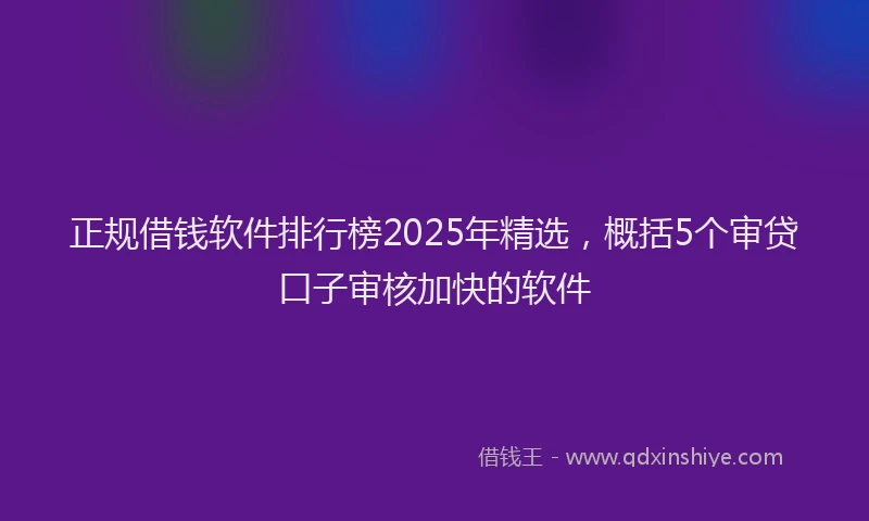 正规借钱软件排行榜2025年精选，概括5个审贷口子审核加快的软件