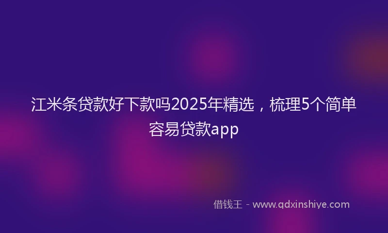 江米条贷款好下款吗2025年精选，梳理5个简单容易贷款app