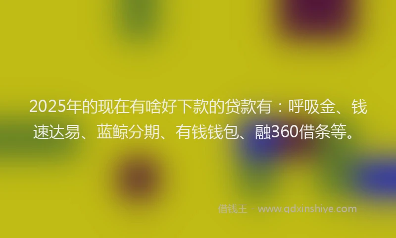 2025年的现在有啥好下款的贷款有：呼吸金、钱速达易、蓝鲸分期、有钱钱包、融360借条等。