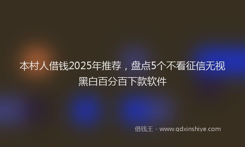 本村人借钱2025年推荐，盘点5个不看征信无视黑白百分百下款软件
