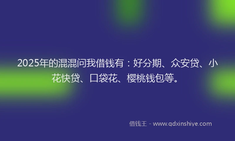 2025年的混混问我借钱有：好分期、众安贷、小花快贷、口袋花、樱桃钱包等。