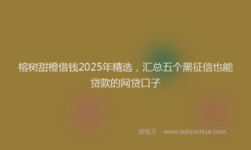 榕树甜橙借钱2025年精选，汇总五个黑征信也能贷款的网贷口子