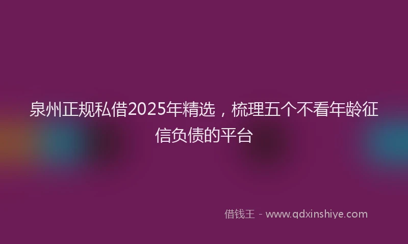 泉州正规私借2025年精选，梳理五个不看年龄征信负债的平台