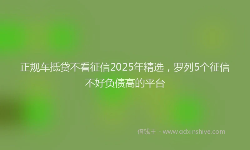正规车抵贷不看征信2025年精选，罗列5个征信不好负债高的平台