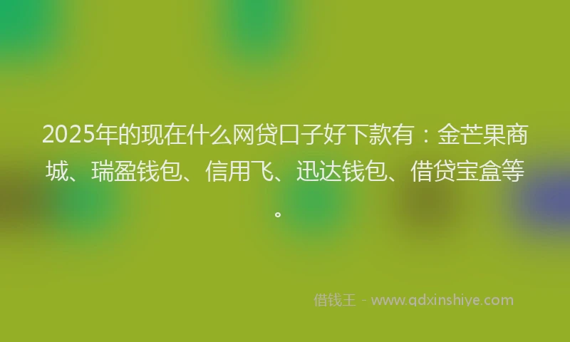 2025年的现在什么网贷口子好下款有：金芒果商城、瑞盈钱包、信用飞、迅达钱包、借贷宝盒等。