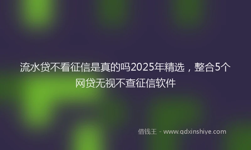 流水贷不看征信是真的吗2025年精选，整合5个网贷无视不查征信软件
