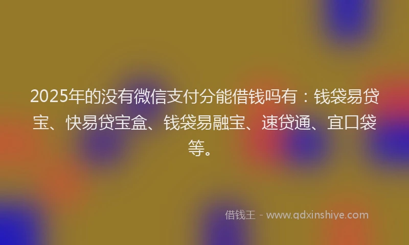 2025年的没有微信支付分能借钱吗有：钱袋易贷宝、快易贷宝盒、钱袋易融宝、速贷通、宜口袋等。