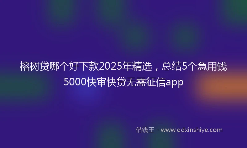 榕树贷哪个好下款2025年精选，总结5个急用钱5000快审快贷无需征信app