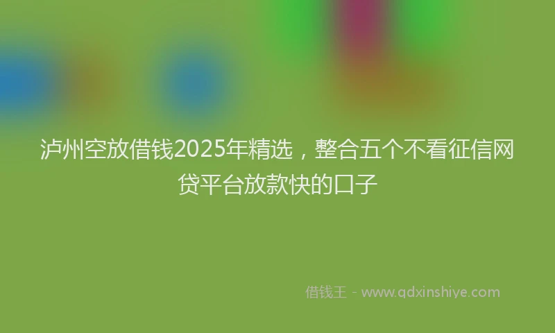 泸州空放借钱2025年精选，整合五个不看征信网贷平台放款快的口子
