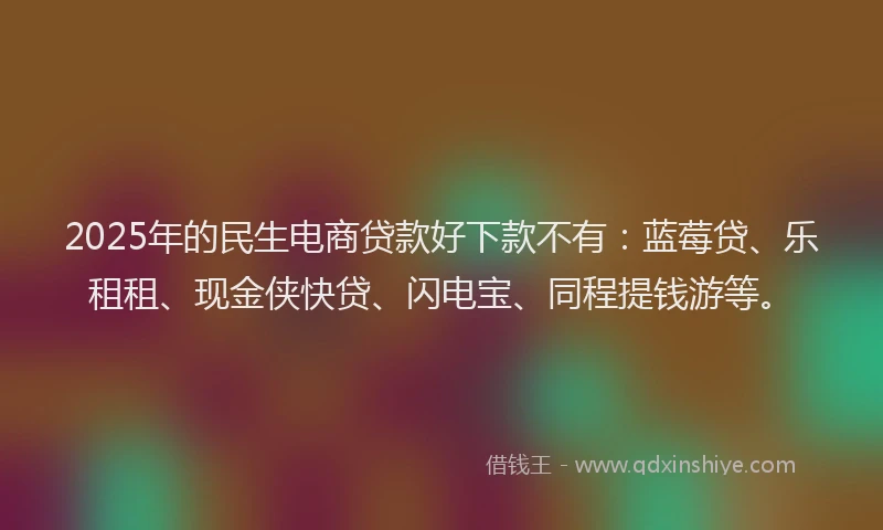2025年的民生电商贷款好下款不有：蓝莓贷、乐租租、现金侠快贷、闪电宝、同程提钱游等。