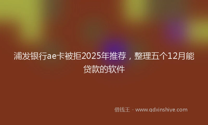 浦发银行ae卡被拒2025年推荐，整理五个12月能贷款的软件