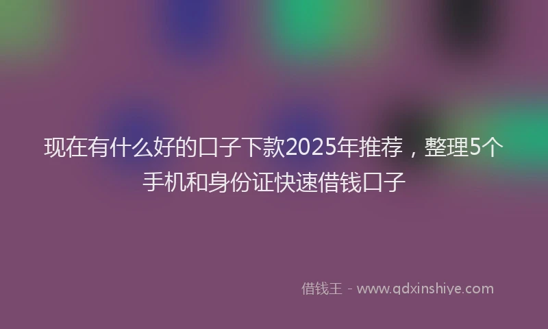 现在有什么好的口子下款2025年推荐，整理5个手机和身份证快速借钱口子