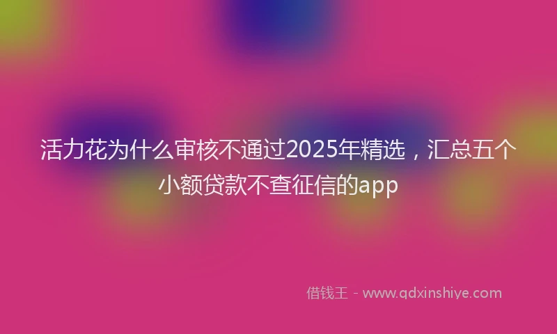 活力花为什么审核不通过2025年精选，汇总五个小额贷款不查征信的app