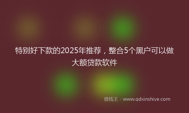 特别好下款的2025年推荐，整合5个黑户可以做大额贷款软件