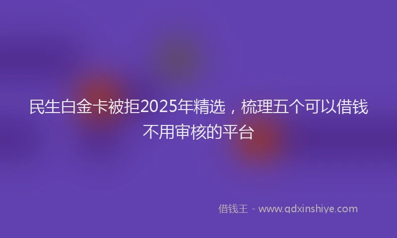 民生白金卡被拒2025年精选，梳理五个可以借钱不用审核的平台
