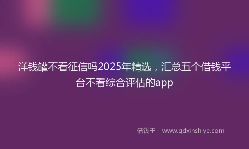 洋钱罐不看征信吗2025年精选，汇总五个借钱平台不看综合评估的app
