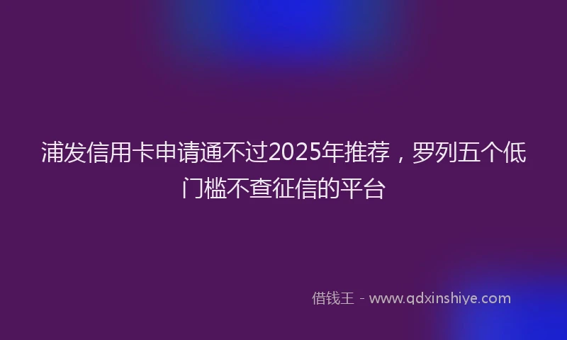 浦发信用卡申请通不过2025年推荐，罗列五个低门槛不查征信的平台