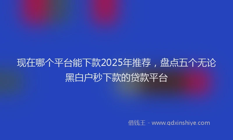 现在哪个平台能下款2025年推荐，盘点五个无论黑白户秒下款的贷款平台