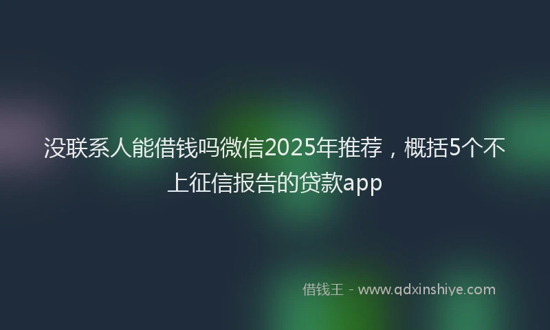 没联系人能借钱吗微信2025年推荐，概括5个不上征信报告的贷款app