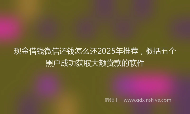 现金借钱微信还钱怎么还2025年推荐，概括五个黑户成功获取大额贷款的软件