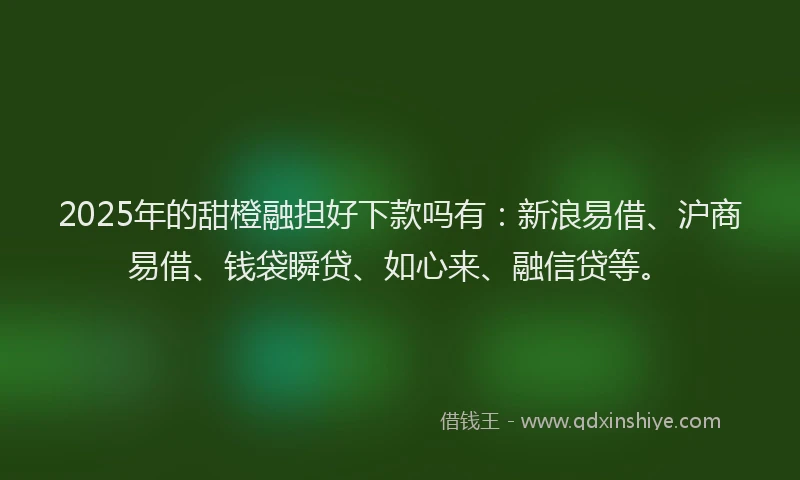 2025年的甜橙融担好下款吗有：新浪易借、沪商易借、钱袋瞬贷、如心来、融信贷等。