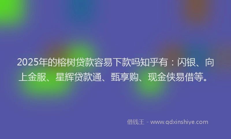 2025年的榕树贷款容易下款吗知乎有：闪银、向上金服、星辉贷款通、甄享购、现金侠易借等。