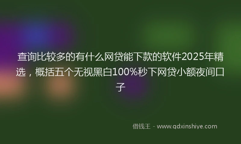 查询比较多的有什么网贷能下款的软件2025年精选，概括五个无视黑白100%秒下网贷小额夜间口子