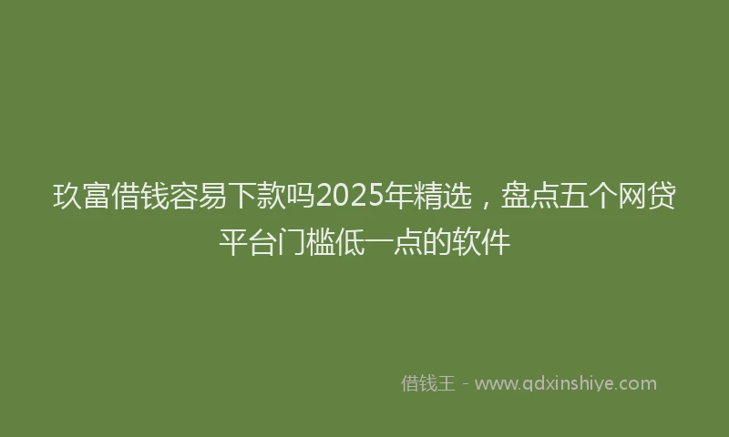 玖富借钱容易下款吗2025年精选，盘点五个网贷平台门槛低一点的软件