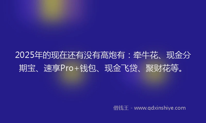 2025年的现在还有没有高炮有：牵牛花、现金分期宝、速享Pro+钱包、现金飞贷、聚财花等。