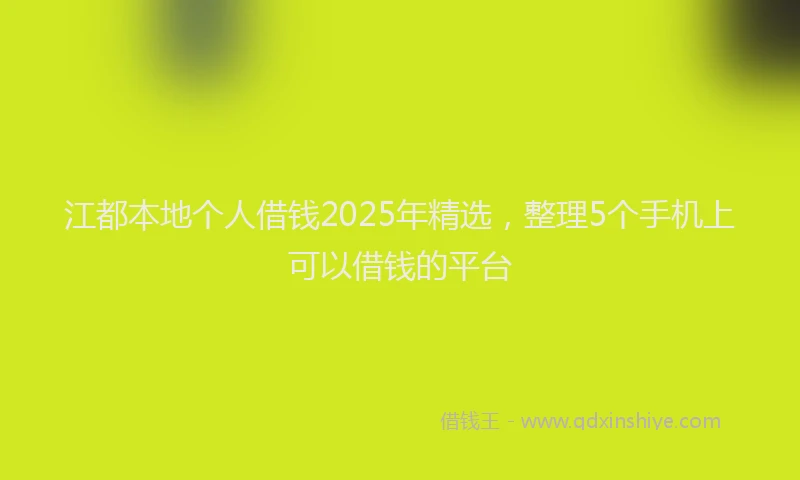 江都本地个人借钱2025年精选，整理5个手机上可以借钱的平台