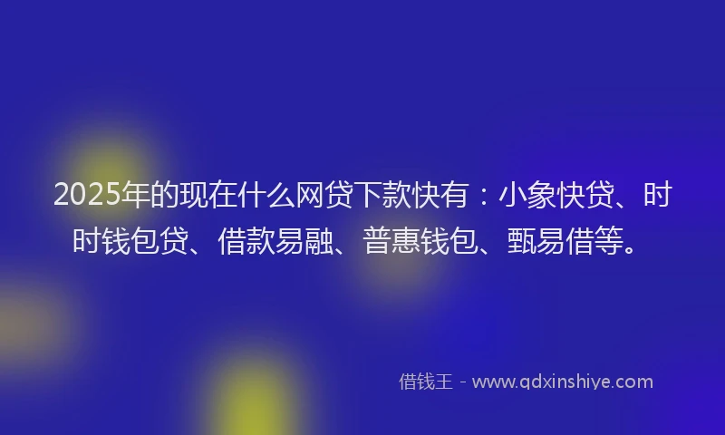 2025年的现在什么网贷下款快有：小象快贷、时时钱包贷、借款易融、普惠钱包、甄易借等。