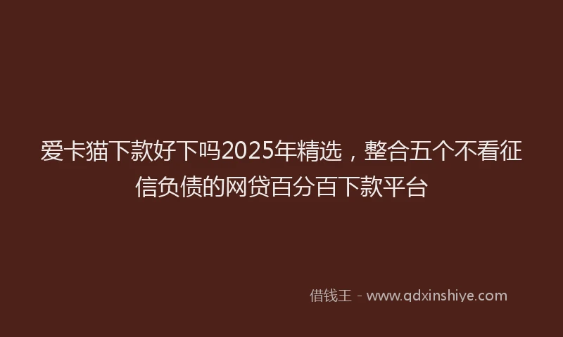 爱卡猫下款好下吗2025年精选，整合五个不看征信负债的网贷百分百下款平台