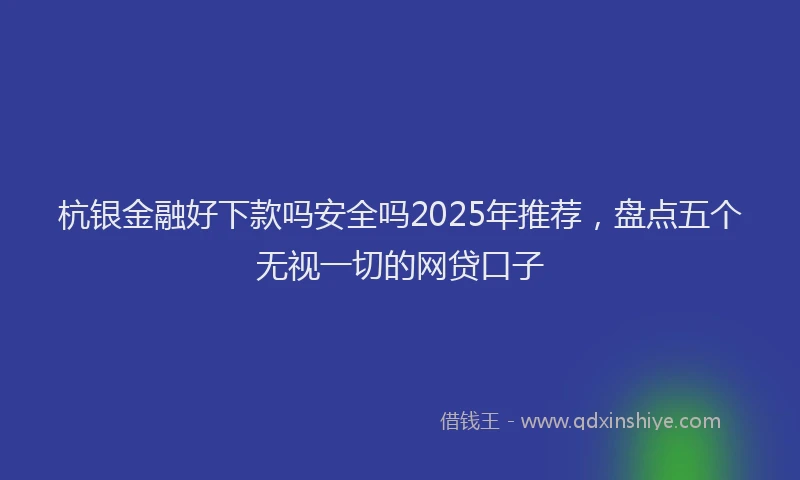 杭银金融好下款吗安全吗2025年推荐，盘点五个无视一切的网贷口子