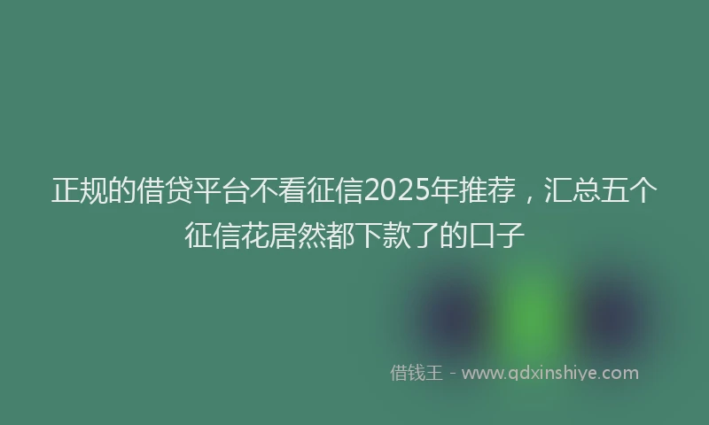正规的借贷平台不看征信2025年推荐，汇总五个征信花居然都下款了的口子