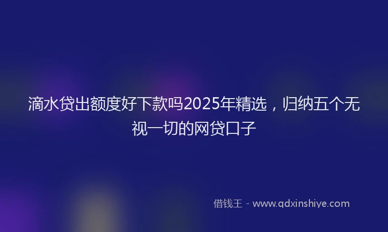 滴水贷出额度好下款吗2025年精选，归纳五个无视一切的网贷口子