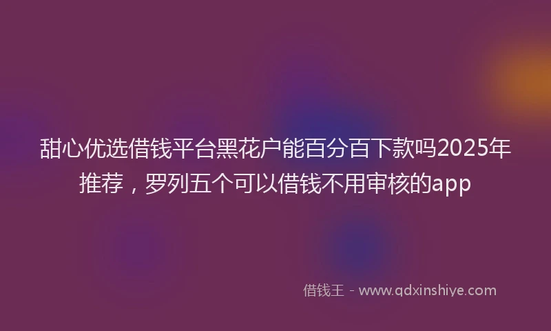 甜心优选借钱平台黑花户能百分百下款吗2025年推荐，罗列五个可以借钱不用审核的app