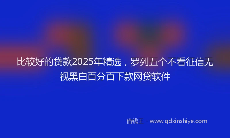 比较好的贷款2025年精选，罗列五个不看征信无视黑白百分百下款网贷软件