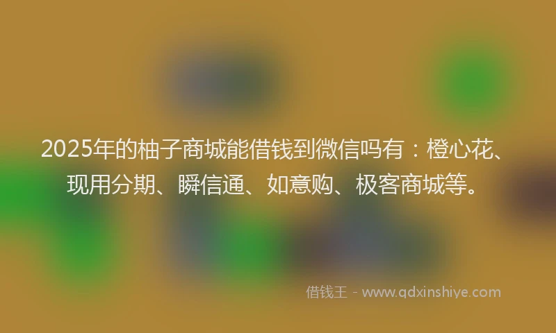 2025年的柚子商城能借钱到微信吗有：橙心花、现用分期、瞬信通、如意购、极客商城等。