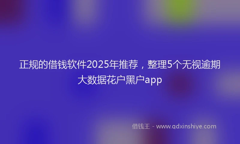 正规的借钱软件2025年推荐，整理5个无视逾期大数据花户黑户app