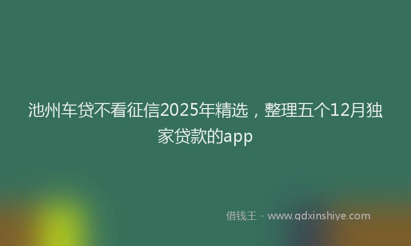 池州车贷不看征信2025年精选，整理五个12月独家贷款的app