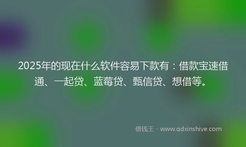 2025年的现在什么软件容易下款有：借款宝速借通、一起贷、蓝莓贷、甄信贷、想借等。