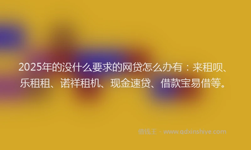2025年的没什么要求的网贷怎么办有：来租呗、乐租租、诺祥租机、现金速贷、借款宝易借等。