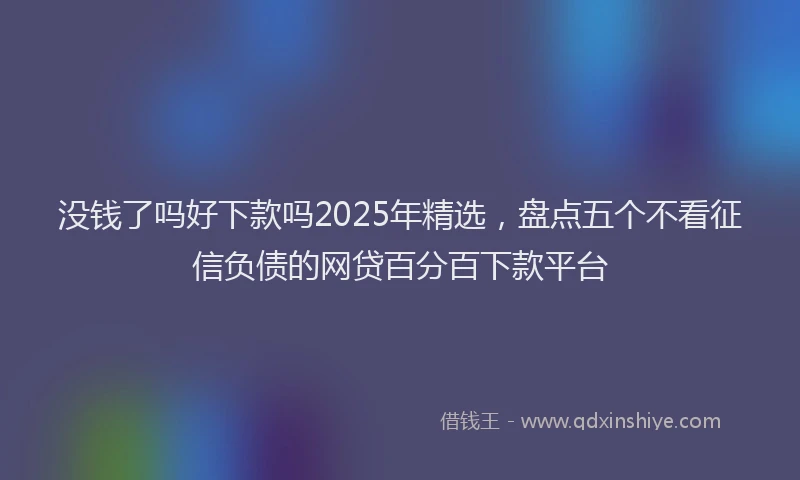 没钱了吗好下款吗2025年精选，盘点五个不看征信负债的网贷百分百下款平台