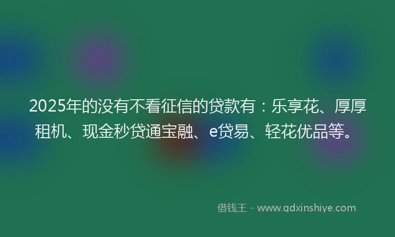 2025年的没有不看征信的贷款有：乐享花、厚厚租机、现金秒贷通宝融、e贷易、轻花优品等。