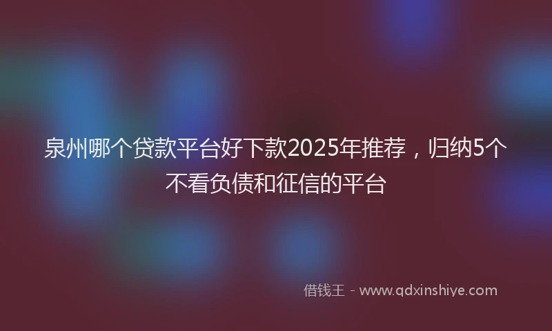 泉州哪个贷款平台好下款2025年推荐，归纳5个不看负债和征信的平台