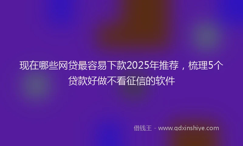 现在哪些网贷最容易下款2025年推荐，梳理5个贷款好做不看征信的软件
