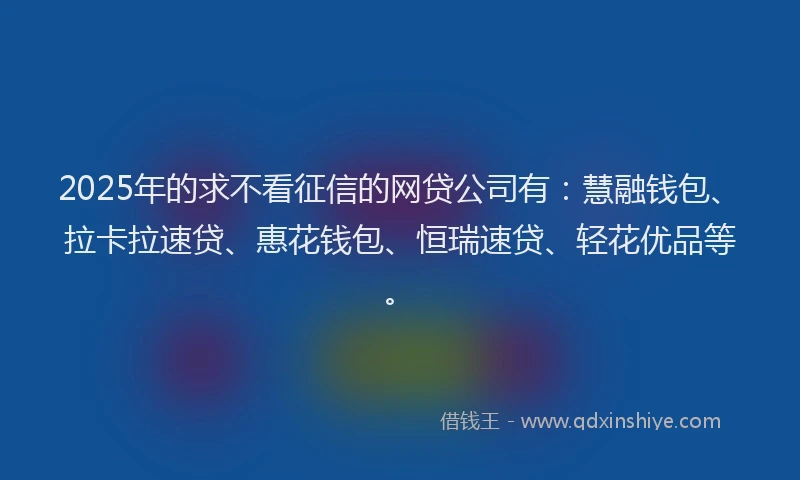 2025年的求不看征信的网贷公司有：慧融钱包、拉卡拉速贷、惠花钱包、恒瑞速贷、轻花优品等。
