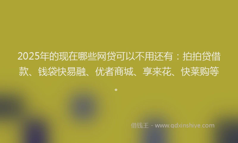 2025年的现在哪些网贷可以不用还有：拍拍贷借款、钱袋快易融、优者商城、享来花、快莱购等。